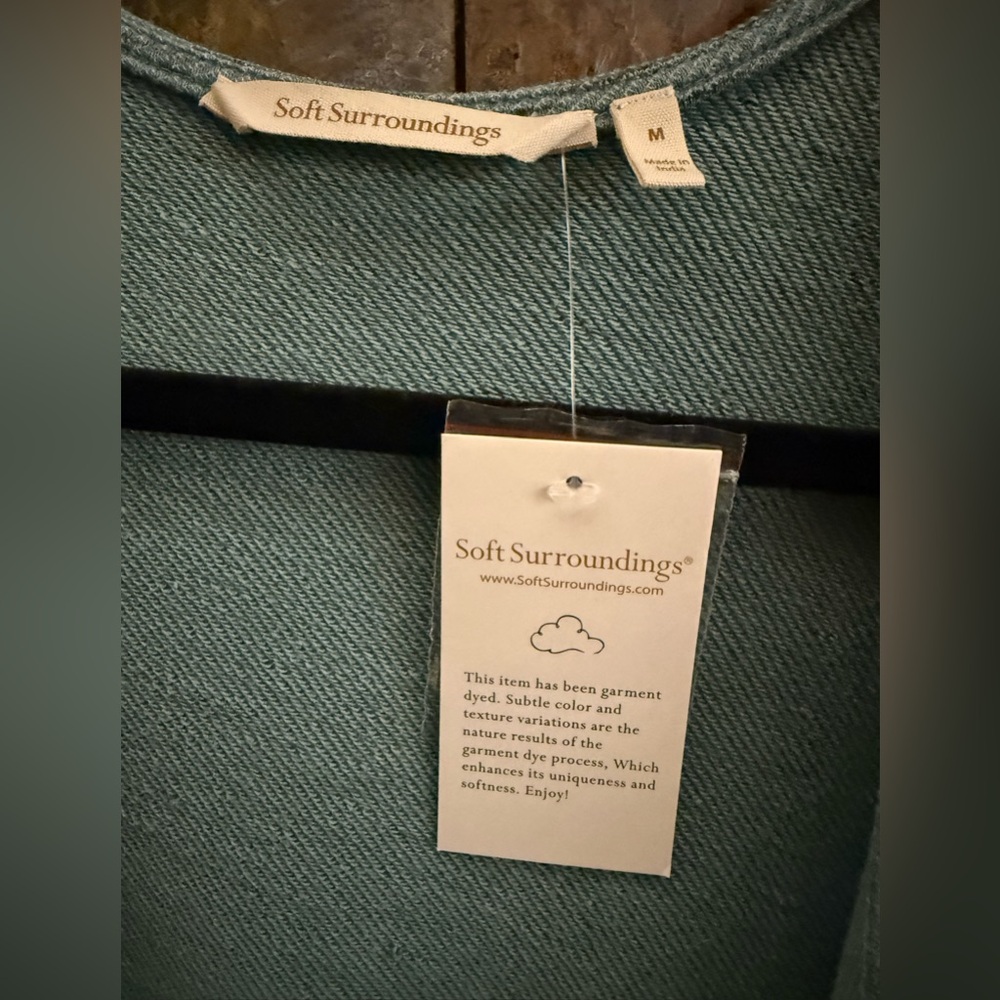 NWOT Soft Surroundings teal topper, M, unique boho, arty piece. Asymmetrical - Picture 2 of 15